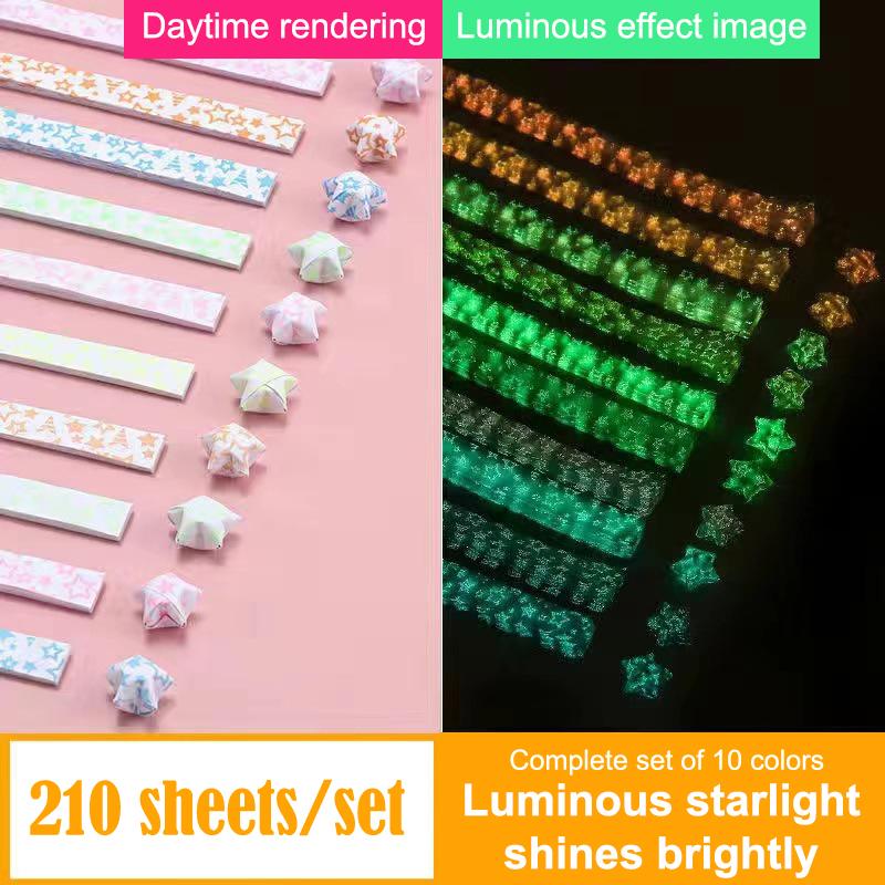 210 Sheets Luminous Origami Paper Stars Cute Folding Paper Lucky Star Origami Star Paper Strips For Diy Hand Paper Arts Crafts