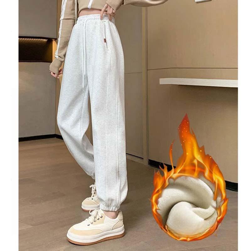 Women Solid Color Velvet Fashion Sport Winter Sweatpants Loose Casual Thick Plush Trousers