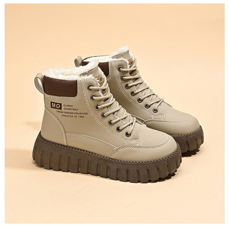 Women Thick Soled Fleece Lined High Top Warm Korean Casual Snow Boots For Ladies