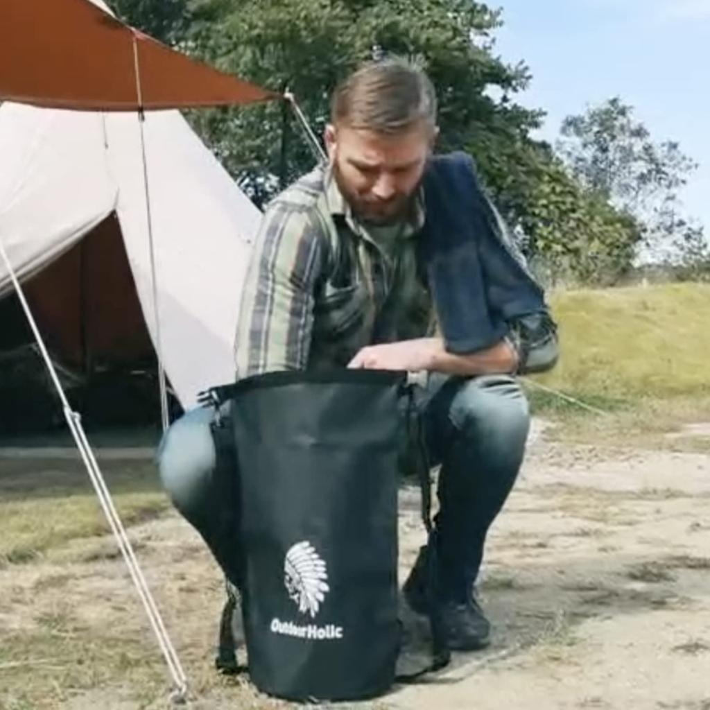 OutdoorHolic Dry Waterproof Laundry 15L Fully Size M Bag, Bag, Bag, Backpack, Waterproof, Black,