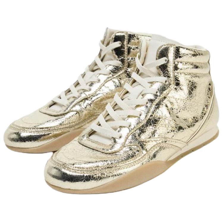 Zara PU Módní Vintage Kotníkové Boty Dámské boty Zlaté 5601610253