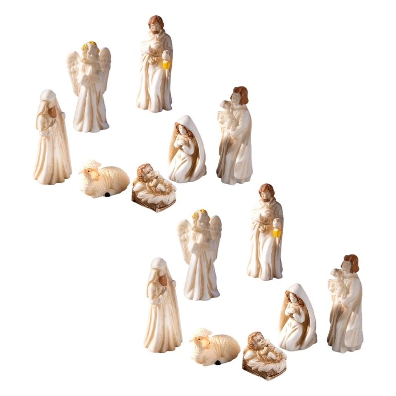 

Christmas Nativity Figurine,Resins Stable Nativity Scene Holy Family Collectable Decors,Christmas Table Figure Ornament 1