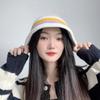 Rainbow Knit Bucket Hat (White)