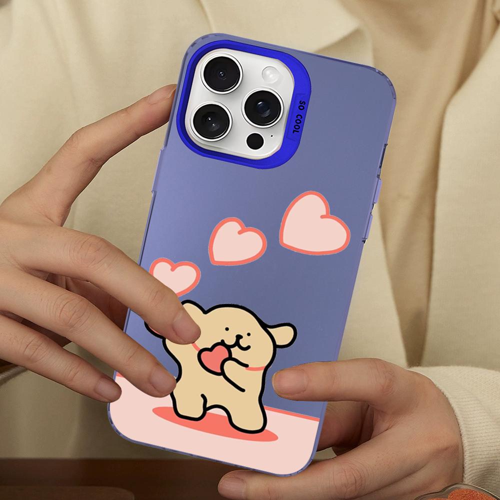 Cartoon Line Dog Phone Case For IPhone 16 15 14 13 12 11 Pro Max X XR XSMAX 8 7 Plus Matte Shockproof Back Cover