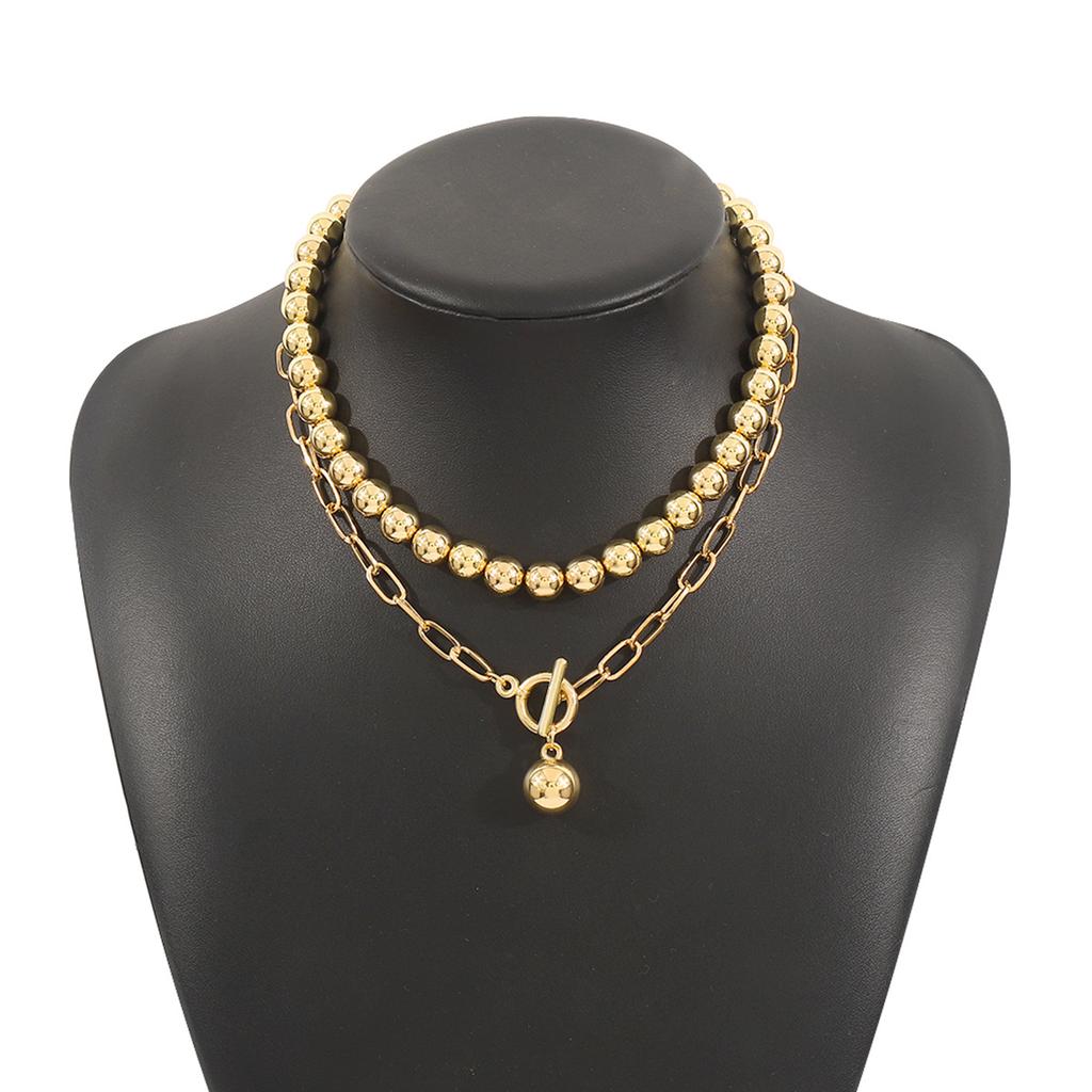 Women European Jewelry Fashion Trend Design Hot Girl Ball Chain Layered Necklace Bracelet Set