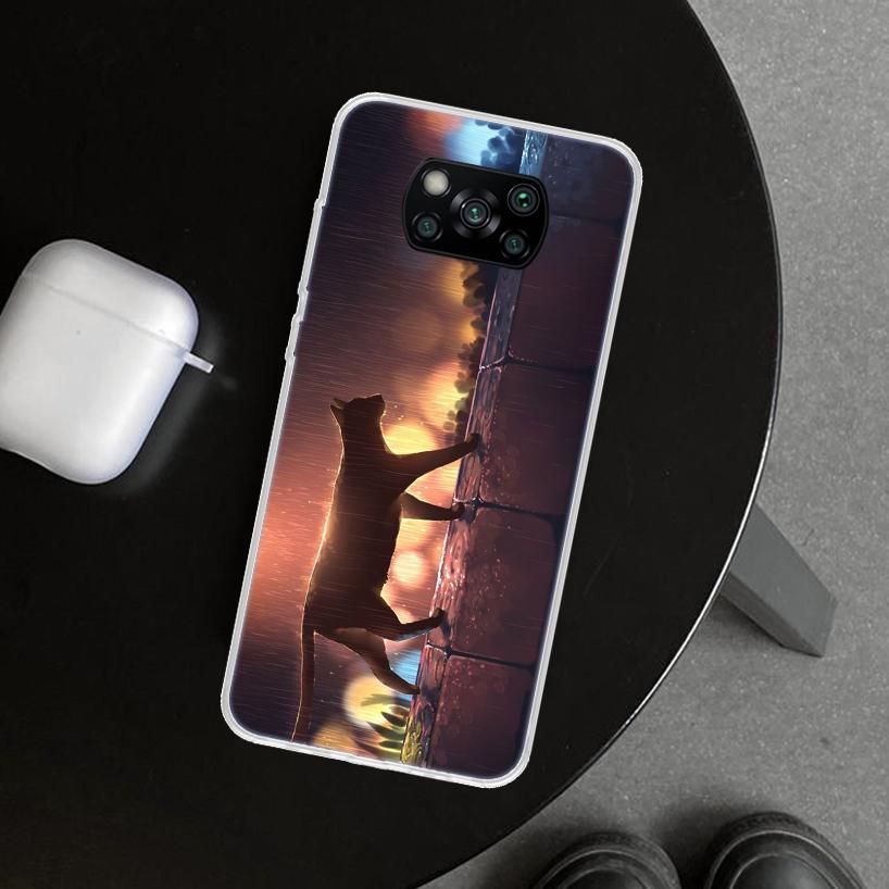 Anime Cat Rain Animal Phone Case Cover for Xiaomi Poco X6 X5 X7 Pro F7 Ultra Redmi 15C 15 13C 13 12C 12 10C 10 10A 9C 9A 9T 9 Co