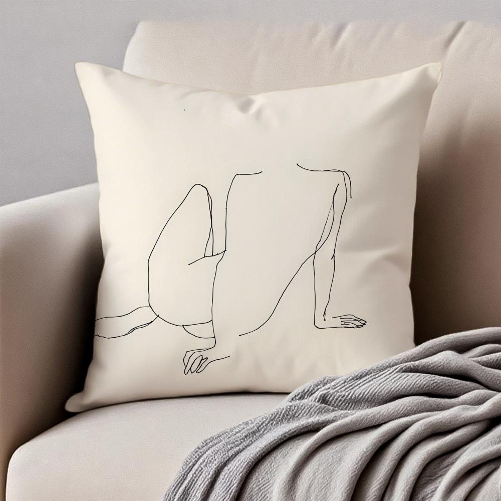 Sexy Sample Line Body Anime Cartoon Cushion Cover Pillowcase Antidustmite Invisible Zipper Short Plush Sofa Cushion