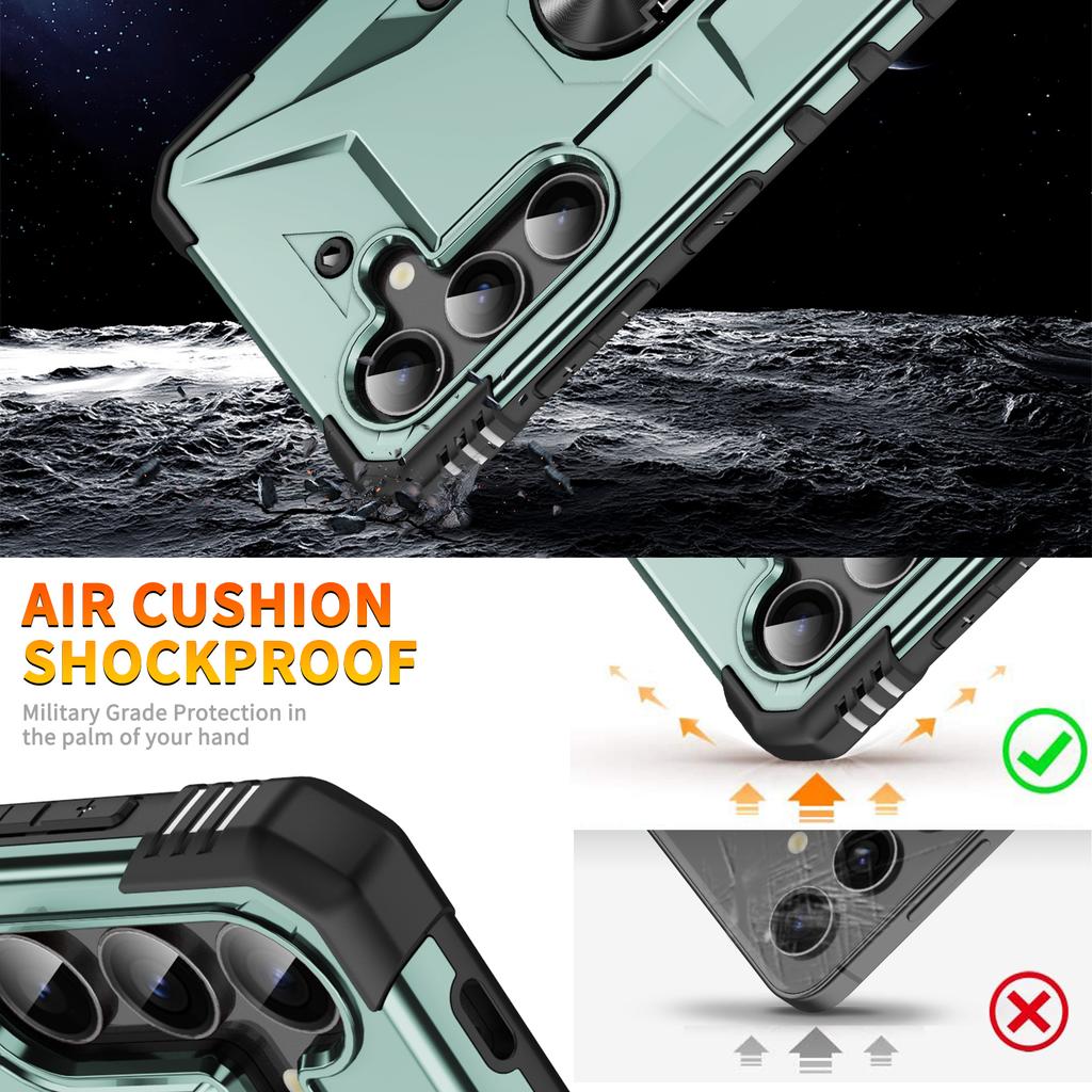 For Samsung Galaxy S25 Case PC+ TPU Anti-Drop Phone Cover with Ring Kickstand