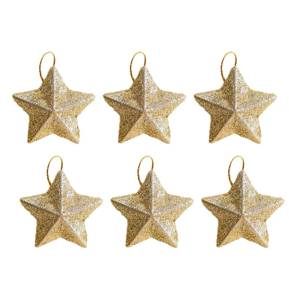 36/6 szt. Xmas Glitter Stars Ornaments Pentagram Wiszące zawieszki na choinkę Prezenty noworoczne Xmas Wedding Party Home Decoration