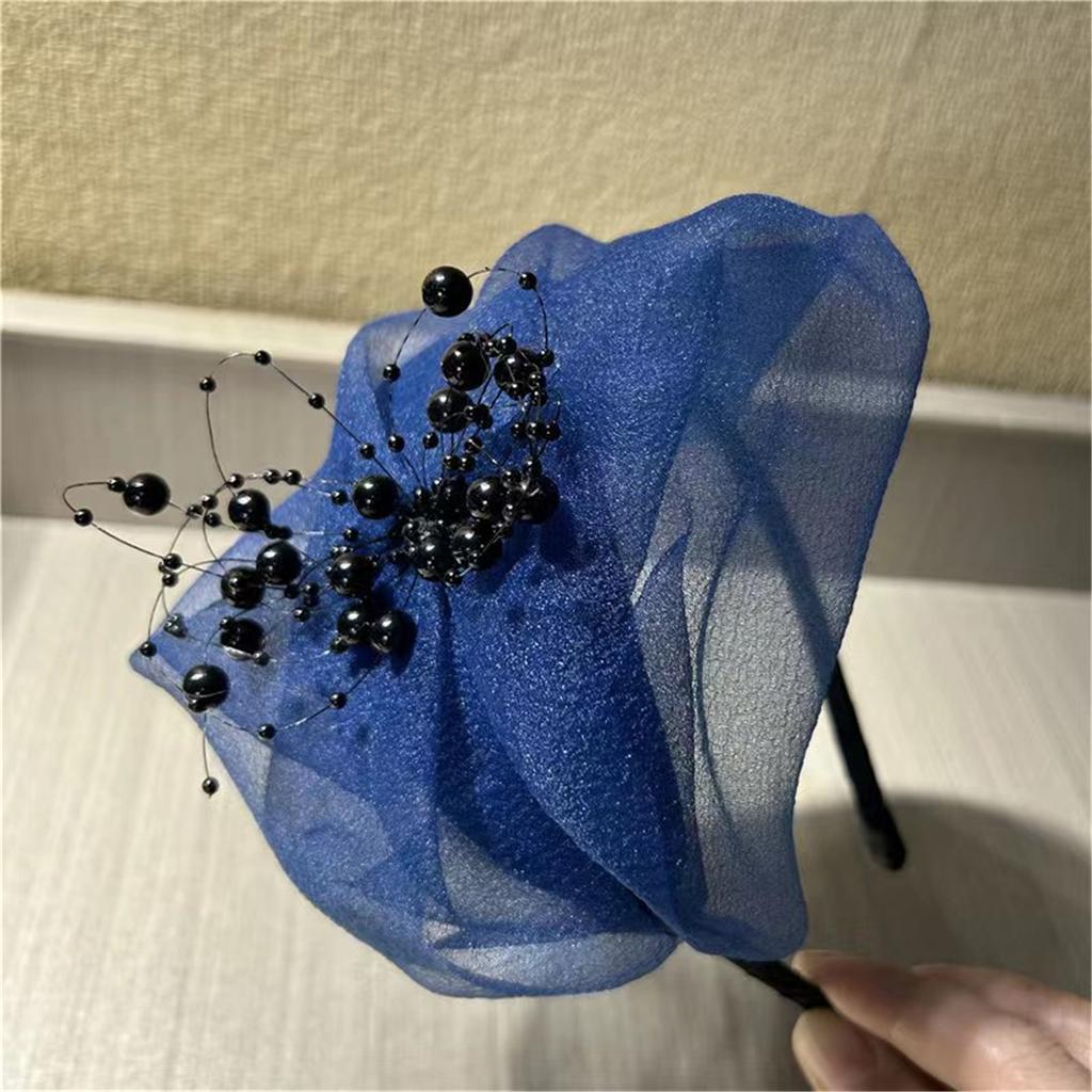 Half Caps Crepe Ruffle Hairhoop for Women French Headband 1920s Fascinator Hat Evening Dresses Hat for Formal Occasion