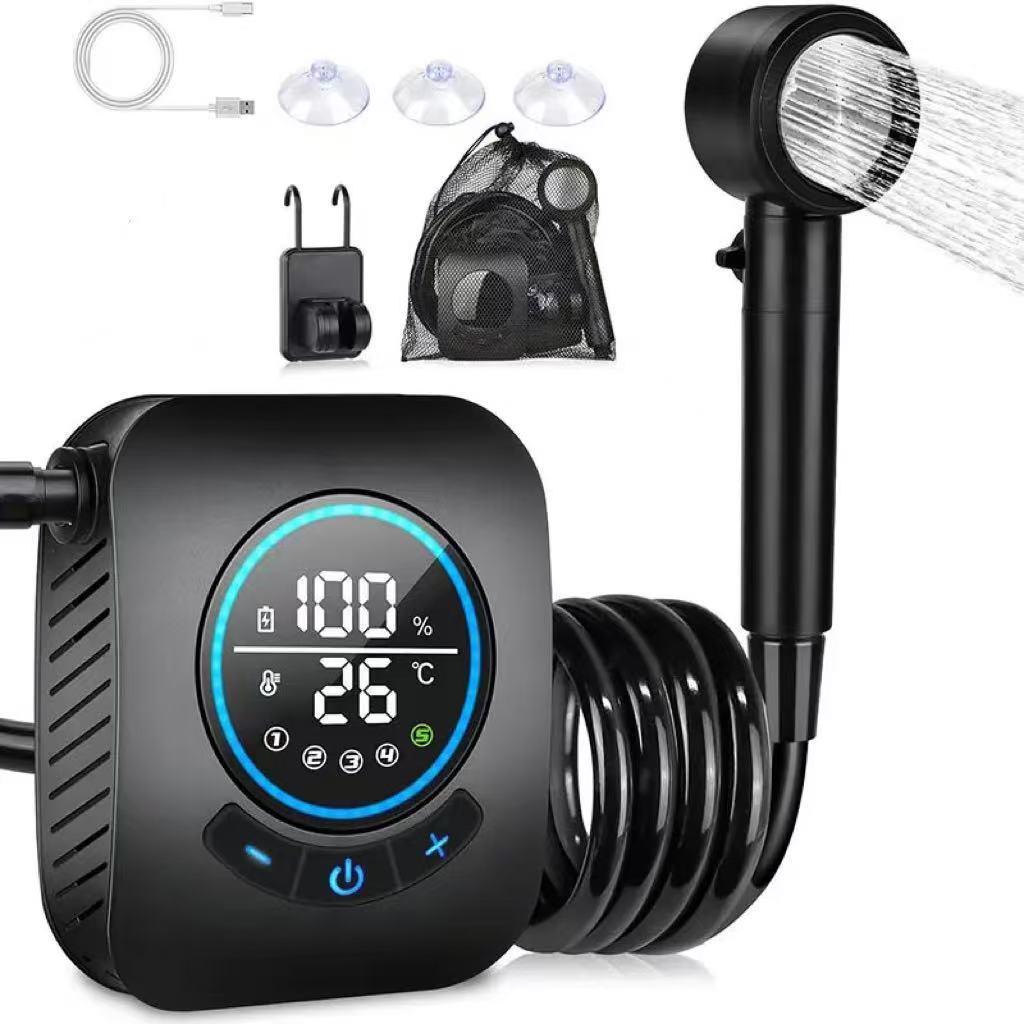 Set de douche portable léger 8000 mAh pour extérieur Pompe de bidet rechargeable pour camping Kit de bain pour animaux de compagnie Étanche IPX8