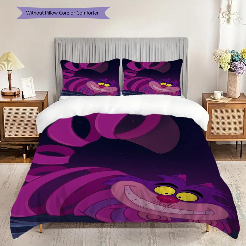 Cheshire Cat Night Bedding 1 Duvet Cover 2 Pillowcase Without Core Soft And Comfortable Bedding Set Christmas Birthday Gift
