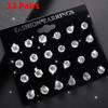 24pcs Cubic Womens Exquisite Big Zircon Crystal Stud Earrings Sterling Silver