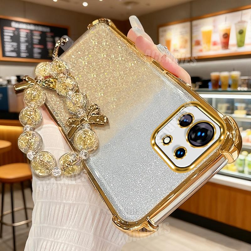 Xiaomi11lite Star Lanyard Chain Plating Glitter Shockproof Silicone Case For Xiaomi Mi 11 Lite 5g Ne Soft Back Cover Mi11lite 4g