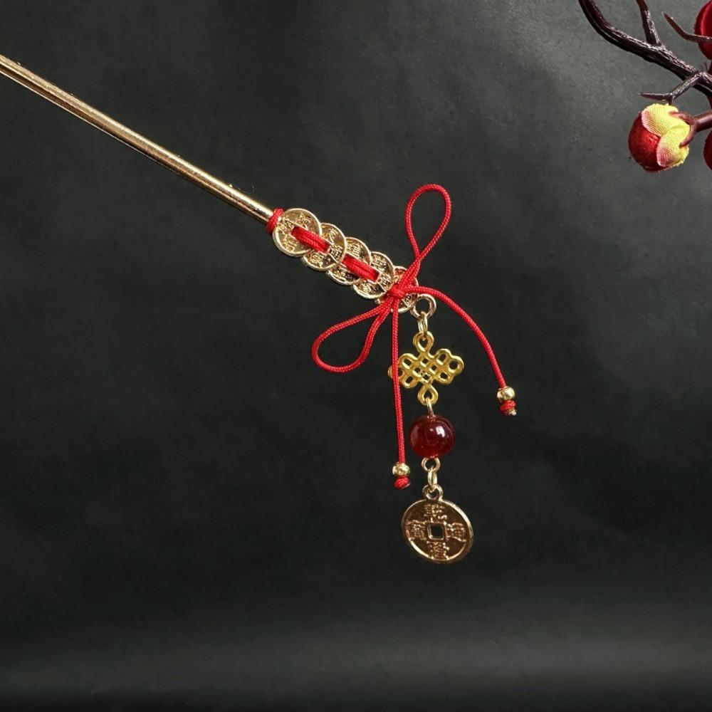 Antique Ancient Hair Stick Chinese Knot Chinese Style New Year Hairpin Classical Tassel Hanfu Hair Fork Cheongsam Accessories
