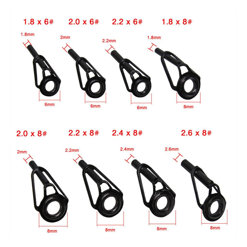 8pcs Ring Guide Tips Set Ceramic Stainless Steel Fishing Rod Tip Repair Kit Lure Rod Accessories