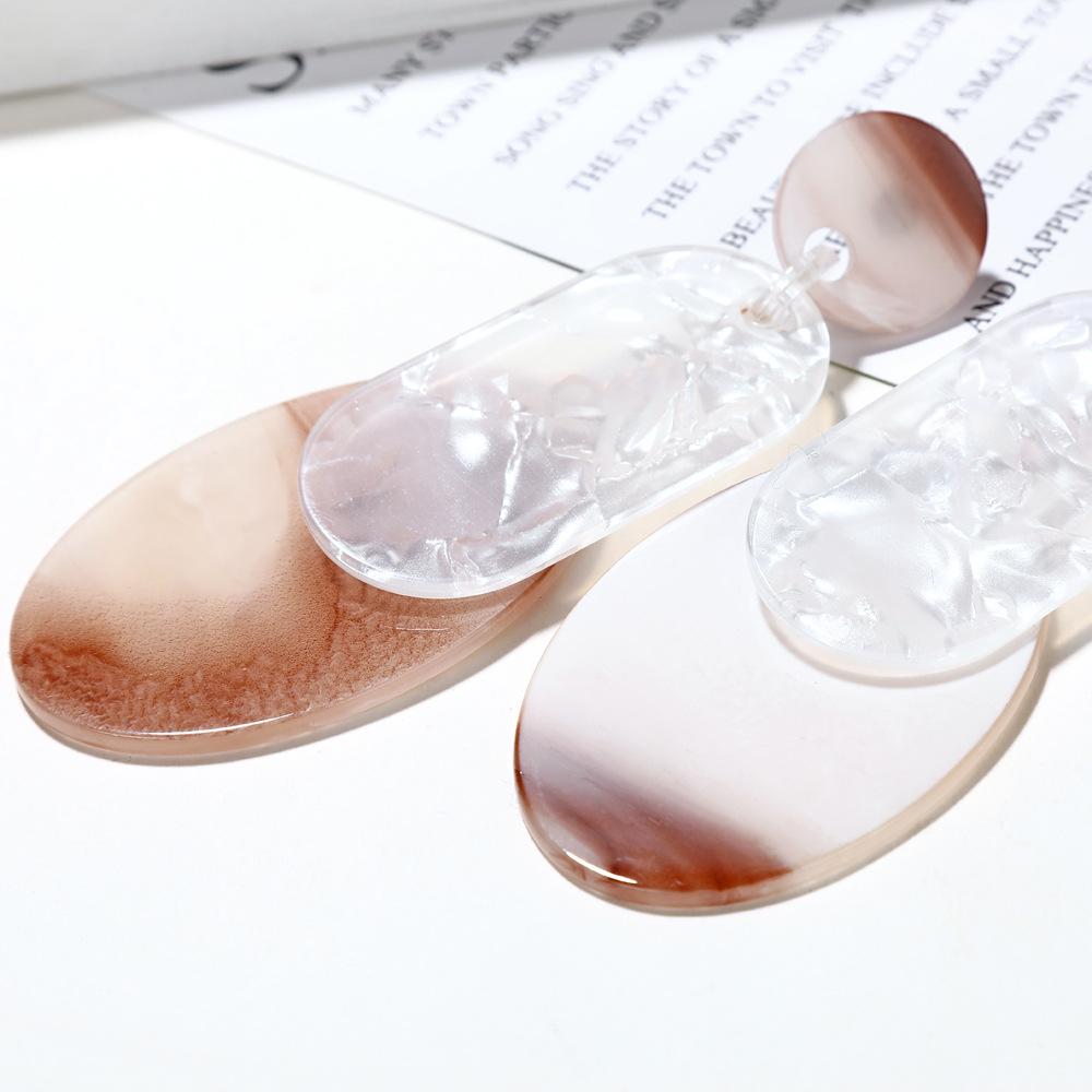 European and American Exaggerated Oval Earrings for Women, Korean Version, Multi-layer Geometric Leopard Print Acrylic Sheet Earrings