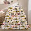 Print Flannel Blanket – Trailer, Excavator & Engineering Car Design, Soft Comfortable for Sofa, Bed, Office, Home Decor, Gift