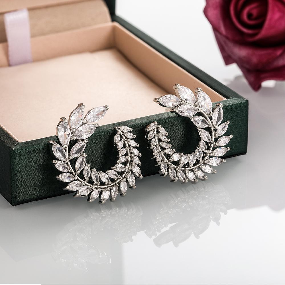 Neue Luxus Silber Farbe Marquise Form Zirkonia Eingekreist Frauen Stud Ohrringe Brillante CZ Trendy Ohrring Hochzeit Schmuck