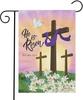 WATINC He Is Risen Garden Ag Easter Cross Burlap Matthew 28:6 Vertical House Ag Double Sided Happy Easter Religious Jesu