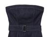 European-American Women's Sleeveless Denim Bandeau Top and Straight Leg Jeans Set with Belt