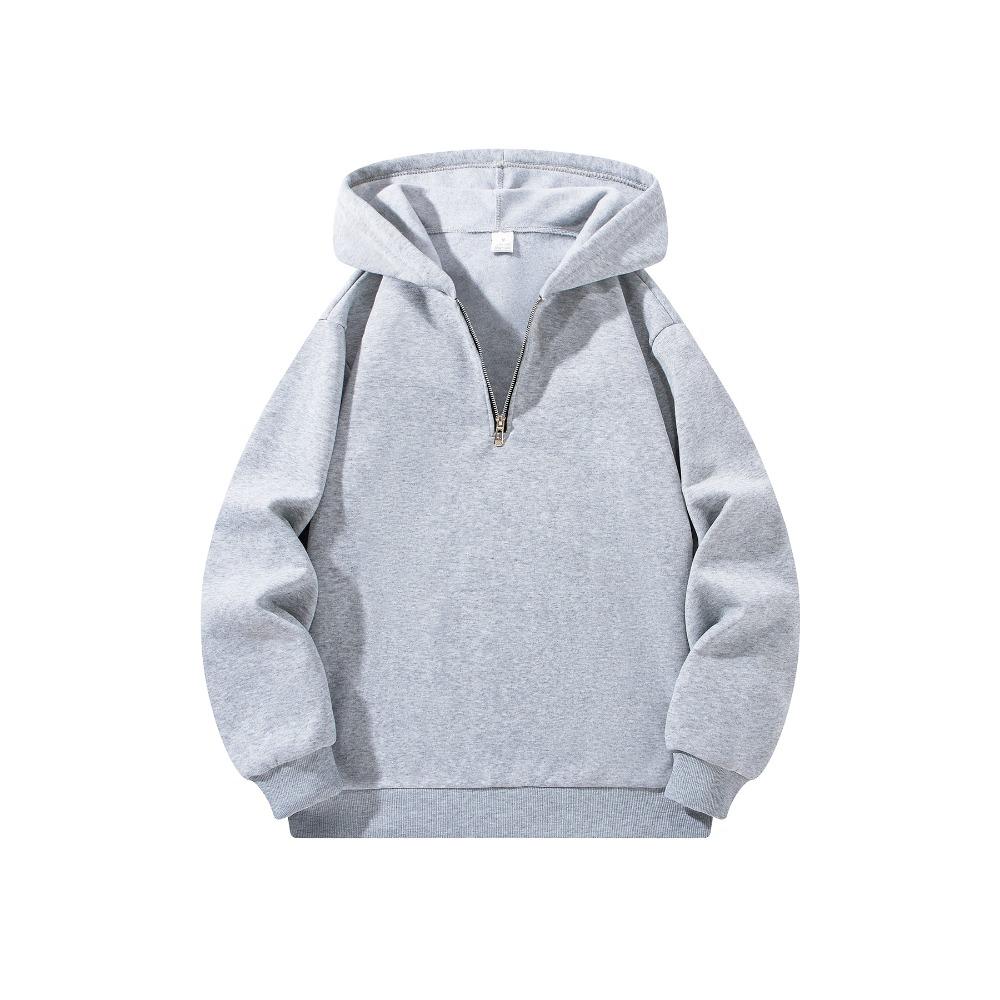 Erkek Yarım Fermuarlı Kapüşonlu Sweatshirtler Düz Renk Uzun Kollu Sweatshirtler Sonbahar Bol Spor Sıcak Eşofmanlar Moda Günlük Pullover