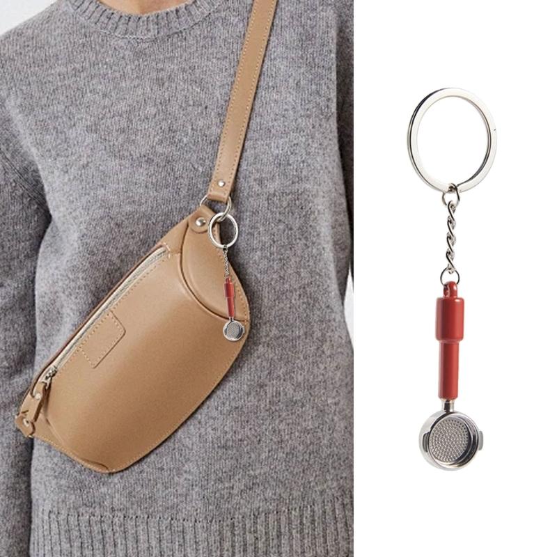 Stylish Coffee Themed Keychain Miniature Espresso Tool Keychain Authentic Coffee Accessories Charm for Fashion Lovers