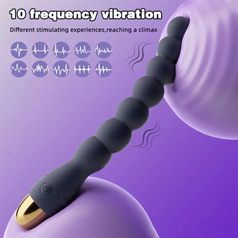 Vibrating Anal Beads & Clitoral Stimulator – Dual Pleasure Sex Toy for Women & Men, Prostate Massager & Couples Play