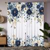 2 Stück HD digitales weißes Farbsystem blaue Blume grünes Blatt Vorhänge Heimdekorationsstil Dekoration Wohnzimmer Schlafzimmer Stange t