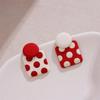 Korean Fashion Sweet Design Black /White Cute Square Polka Dot Stud Earrings for Women's Simple Unique Temperament Party Gifts