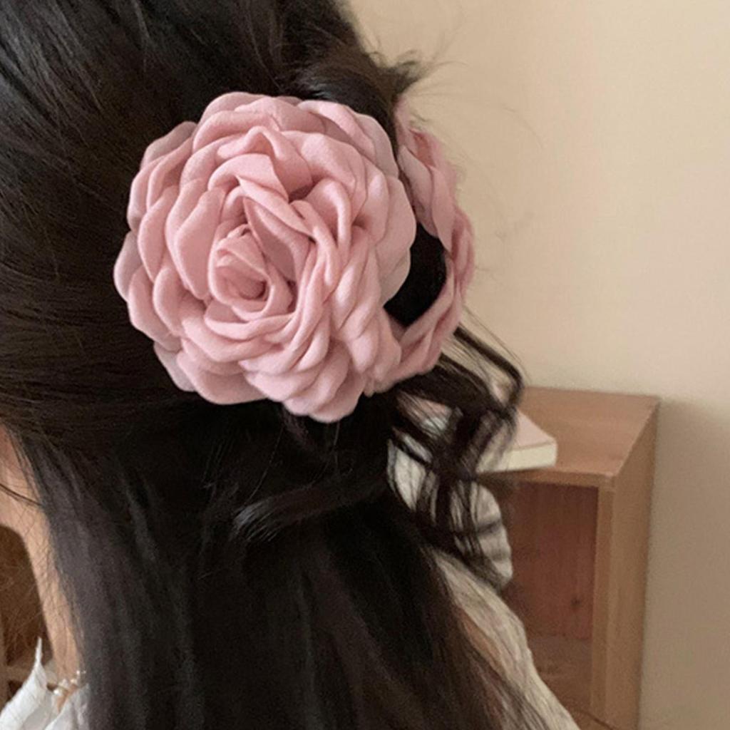 Large Fabric Rose Hair Clip For Women Elegant Back Of The Head Hair Claw Clip Shark Clip Girl Crab Hair Clamp Hair Accessories