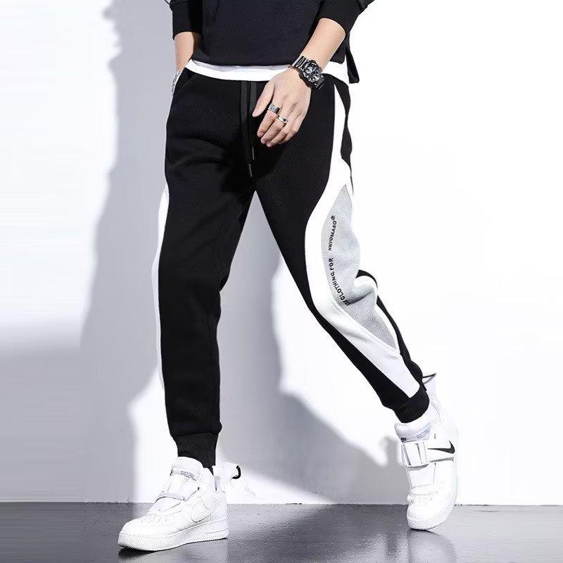Men s Plus Size Korean Style Velvet Sweatpants - Autumn/Winter Harem Joggers 3XL черный (тонкий)