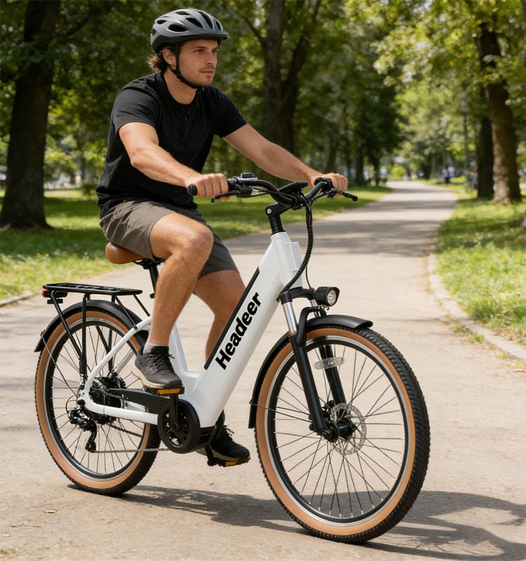 HEADEER BD26195 Vélo Électrique de Ville 26 Pouces 7 Vitesses Cadre en Acier au Carbone Moteur 350W Batterie 48V 11.5Ah Vélo Électrique Vitesse Maximale 35KM/h