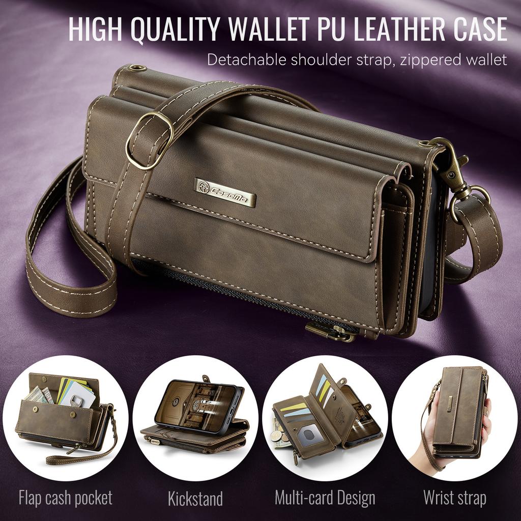 Suitable for iPhone 17 Flip Phone Case, Samsung A56 Phone Leather Case, Zipper Wallet, S24ULTRA Protective Case