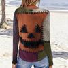 Women's Halloween Long Sleeve Printed Crewneck T-Shirt, Casual Fall Top