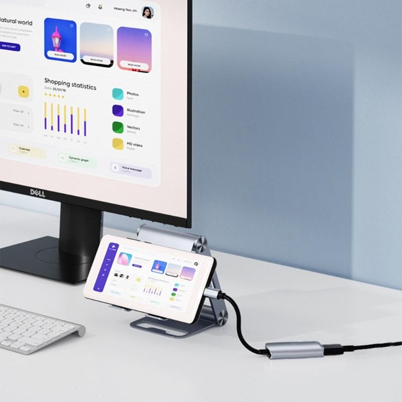 Multifunctional USB C Docking Station with HDTV 4K 60Hz Video Output Fast Speed USB3.0 Data and PD100W Charging