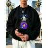 Men's Graphic Print Crew Neck Sweatshirt With Cartoon Cat Astronaut Rocket Christmas Halloween, Loose Fit Streetwear.