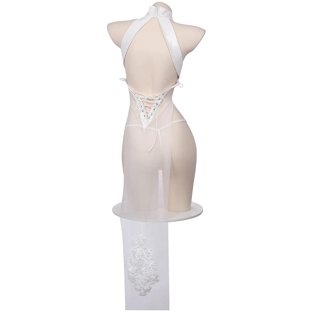 Cosplay Sexy Cheongsam Chinese Dress Lingerie Dress Leather Style PU Babydoll Chinese Dress Style See Through Bondage Bodycon Enamel PVC Queen Cute