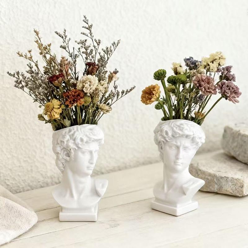 David Art Statue Flowerpot for Inserting Dried Flowers and Simulating Flowers Home Living Room Bedroom Decoration Gift