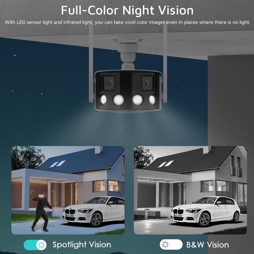 4K 8MP IP Camera WiFi Color Night Vision 180° Wide Angel Outdoor Wifi Surveillance Cameras 4MP CCTV Security Protection Camera