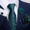 Brown Paisley Men's Tie, Pocket Square, Cufflinks & Boutonniere Set for Business Formal Wear.