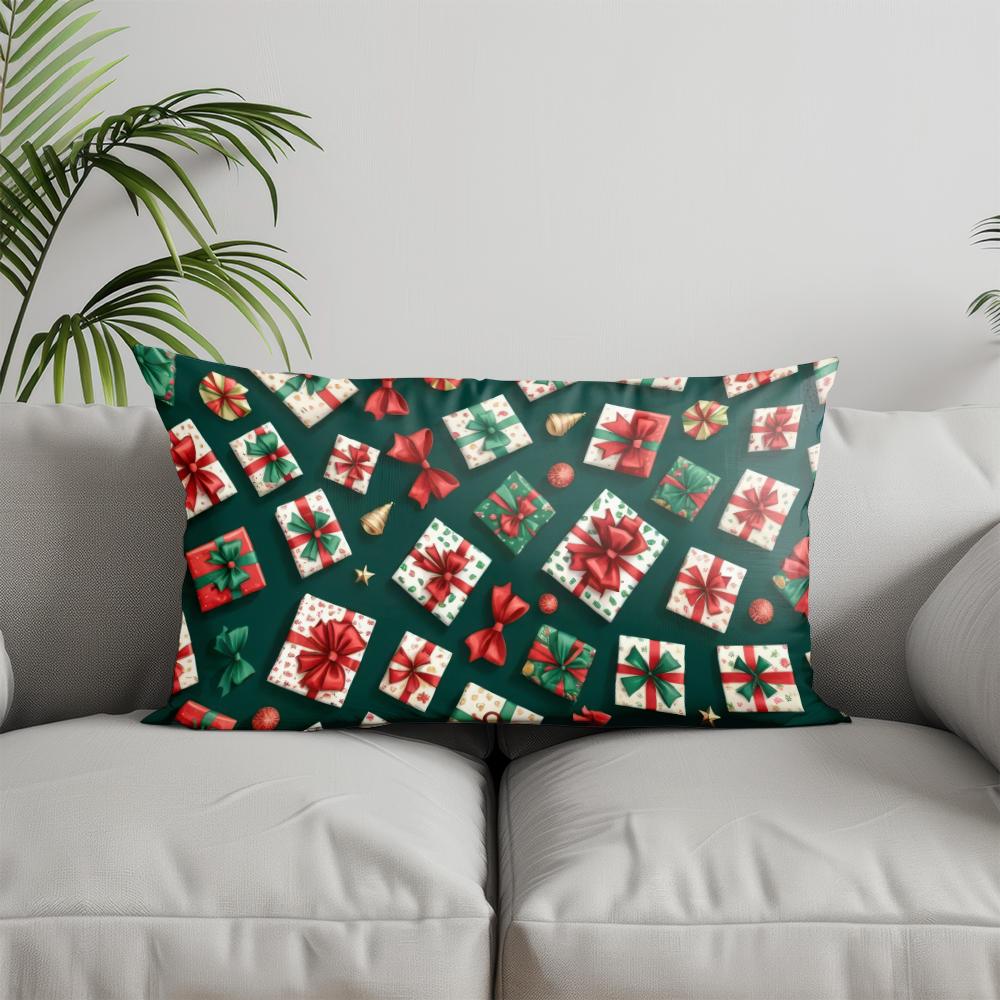 Home Decor Gingerbread & Snowflake Pillow Cover Suitable For Sofa Bedroom Car Pillow Cover Cushion Rectangular Back Cushion