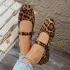 Fashion Sexy Leopard Low Heel Mary Jane Shoes Women 2025 Summer Round Toe Instep Buckle Strap Ballet Shoes Fashion Soft Sole Pumps