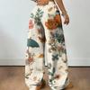 Damen Casual Halloween Print Weite Hosen mit elastischem Bund und Kordelzug für lockere Passform