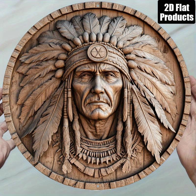 D Flat D Flat D Flat D Flat pc D Flat Metal Sign Featuring Local American Tribal Wall Art Measuring XCm 20x20cm(8x8inch)