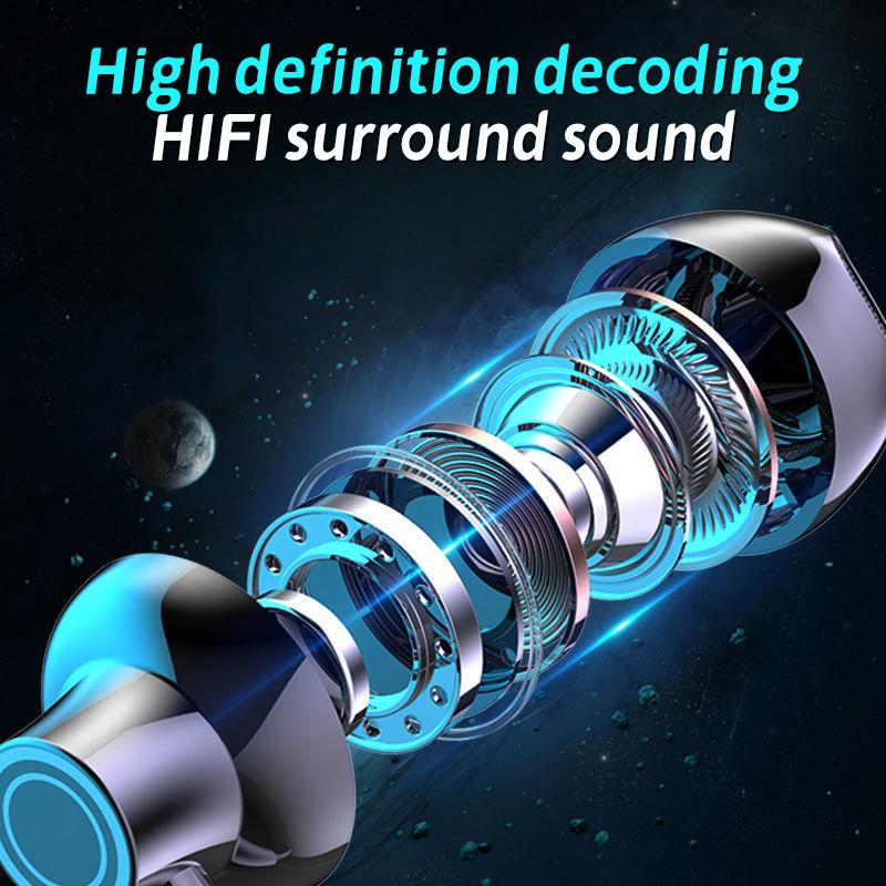 Bluetooth 5.2 Earphones Wireless Headsets Support Tf Card Play Hifi Stereo Headphones Led Waterproof Earbuds Long Standby Time