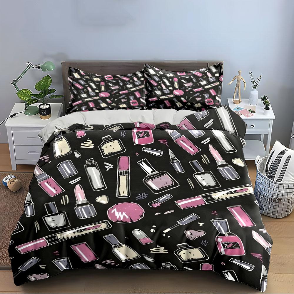 Cosmetic Pattern Bedding Set Bedding Duvet Cover Set Duvet Cover Pillowcases (1 * Duvet Cover 2 * Pillowcases, without duvet insert)