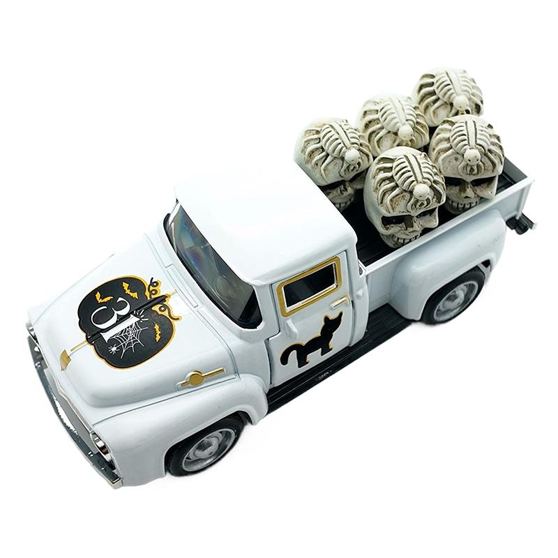 New Halloween Retro Truck Coffee Bar Decor, Mini Cute Farmhouse Style Halloween Metal Truck Decor Gifts, Vintage Diecast Model