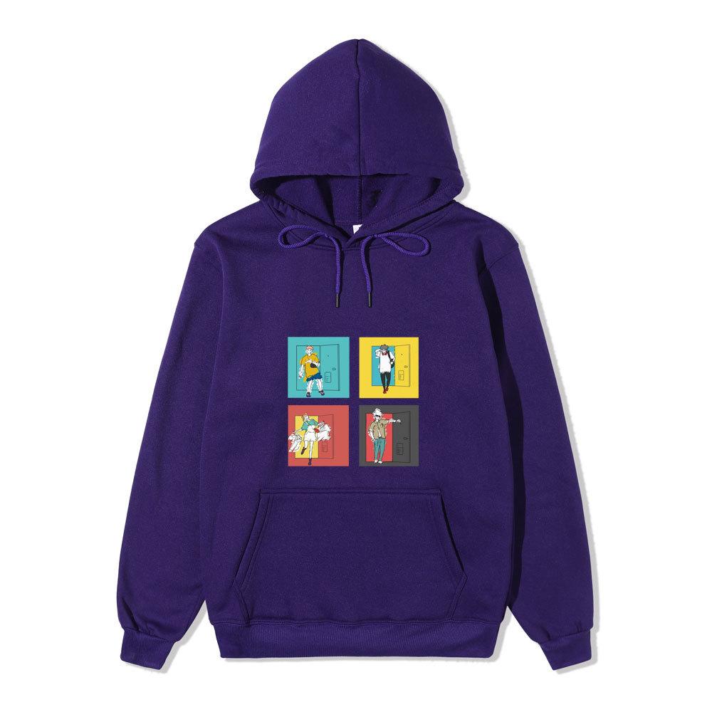Anime Jujutsu Kaisen Ending Scene Printed Hoodie Loose Warm Fleece Sweatshirt Autumn Winter Minimal Street Pullover