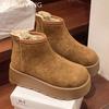 Suede Platform Women Snow Ankle Boots Designer Short Plush Mid Heels Cotton Shoes 2025 Trend Winter Warm Casual Botas De Mujer